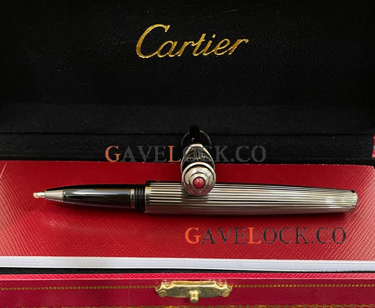 Replica Diabolo de Cartier Silver Vertical Rollerball Pen for Sale